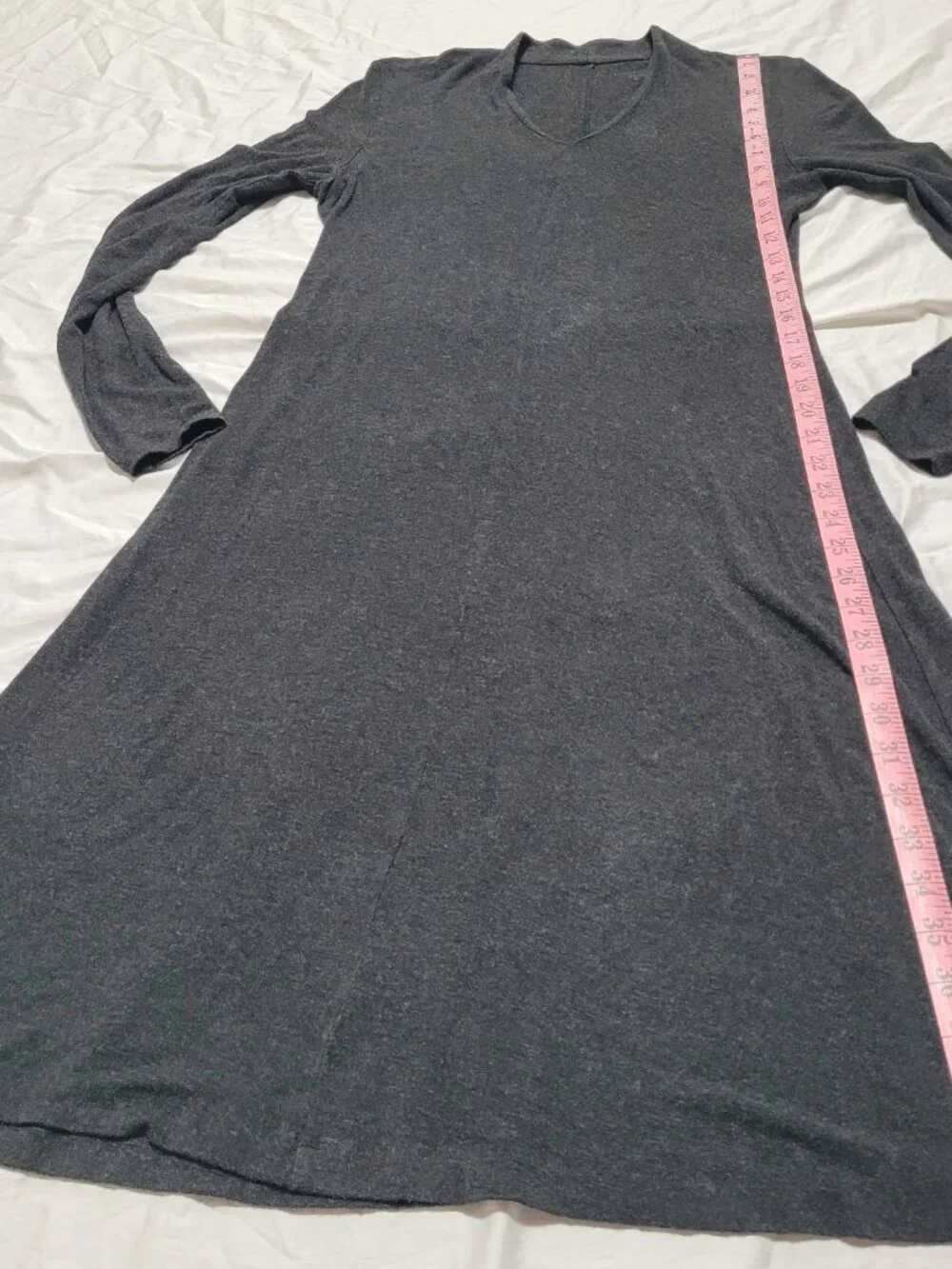 Eileen Fisher Jersey Knit Dress Viscose Soft Maxi Long Sleeves V Neck Gray Small